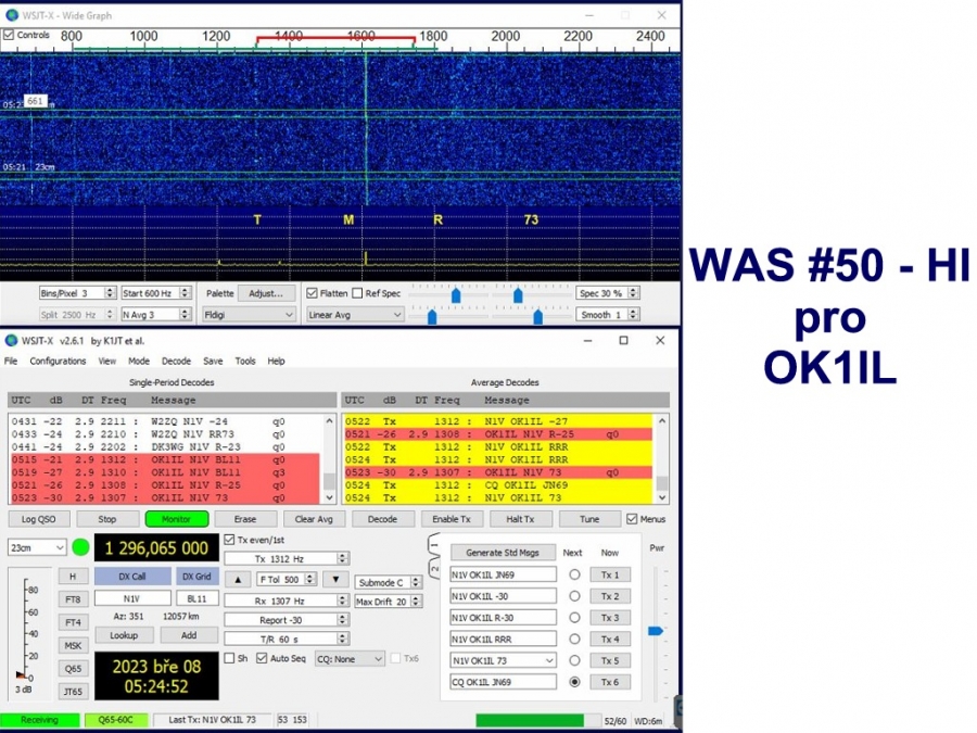 WAS 1296 MHz pro OK1IL splněn